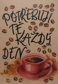 Přáníčko BeBechy – recyklovaný papír - Káva